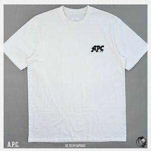 A.P.C. MICHAEL COTTON T-SHIRT IN WHITE / BLACK LOGO 2018 U.S. SEASONAL CAPSULE